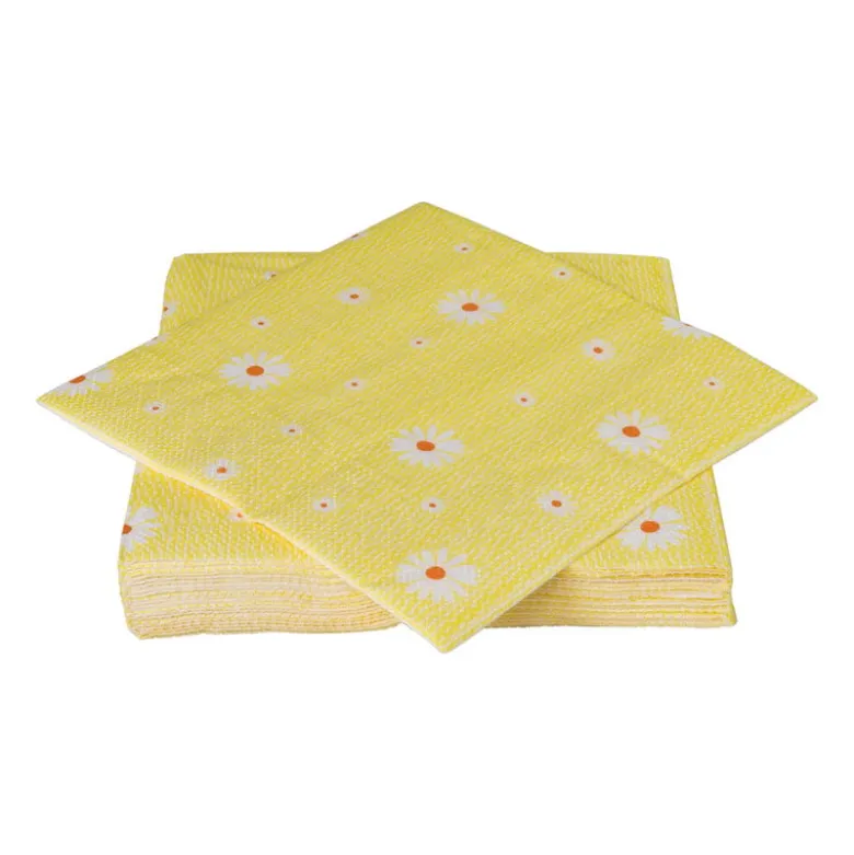 Servet bloem - geel/oranje - set van 12 - 33x33 cm