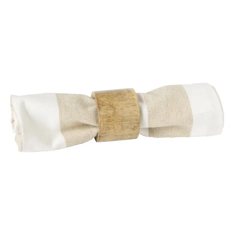 Servet gestreept - wit/beige - set van 2 - 40x40 cm