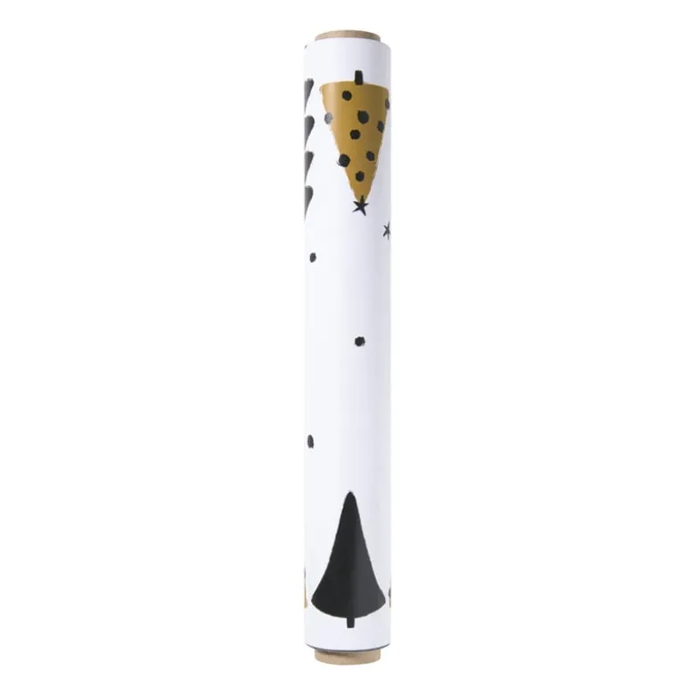 Servet 3-in-1 kerstboom - wit/zwart/goud - 40x48 cm