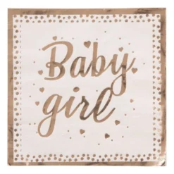 Servetten baby girl - roze/goudkleurig - set van 16