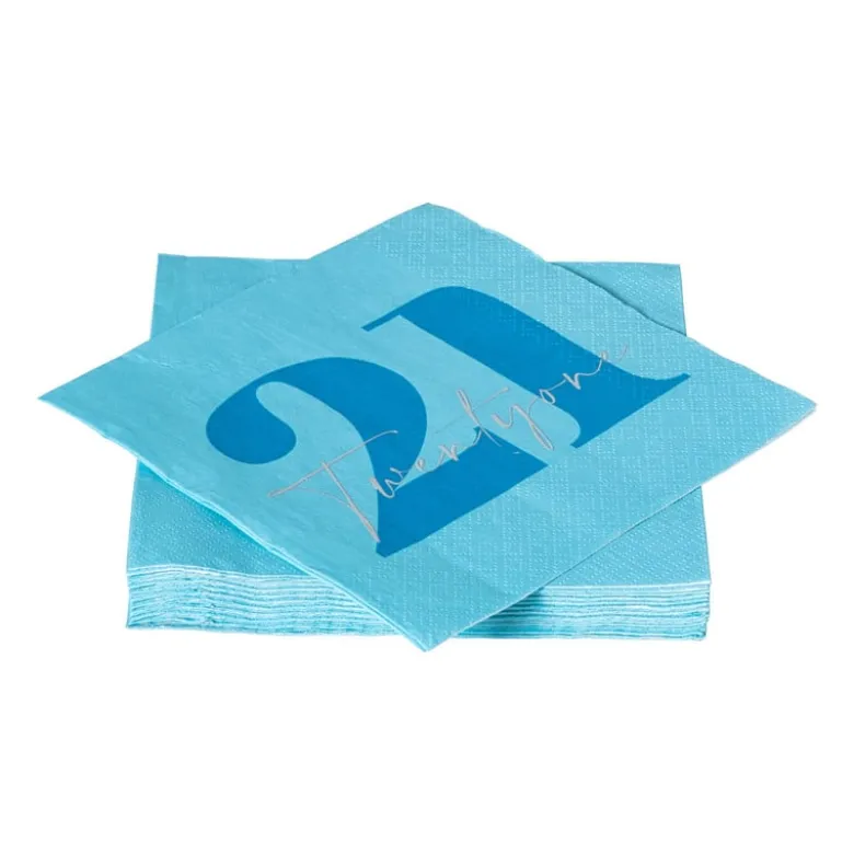 Servetten 21 jaar - blauw - set van 20