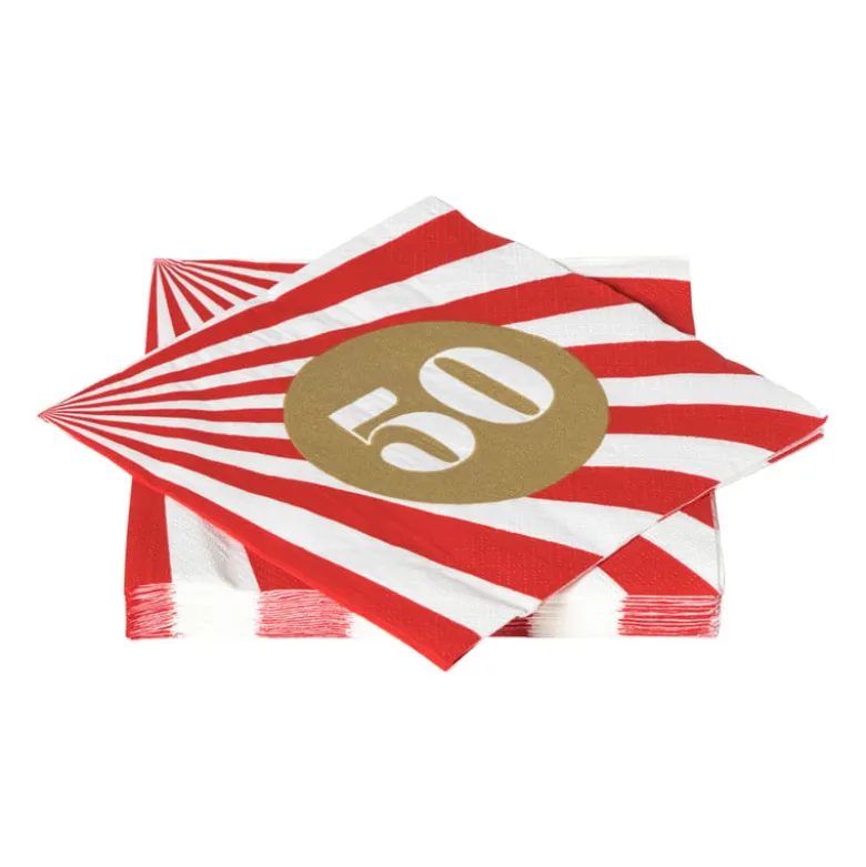 Servetten 50 jaar - rood - set van 20