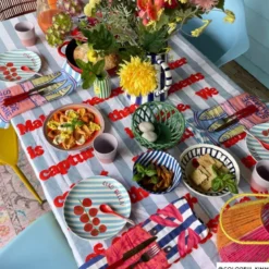 Servetten krab en sardientjes - multikleur - set van 2