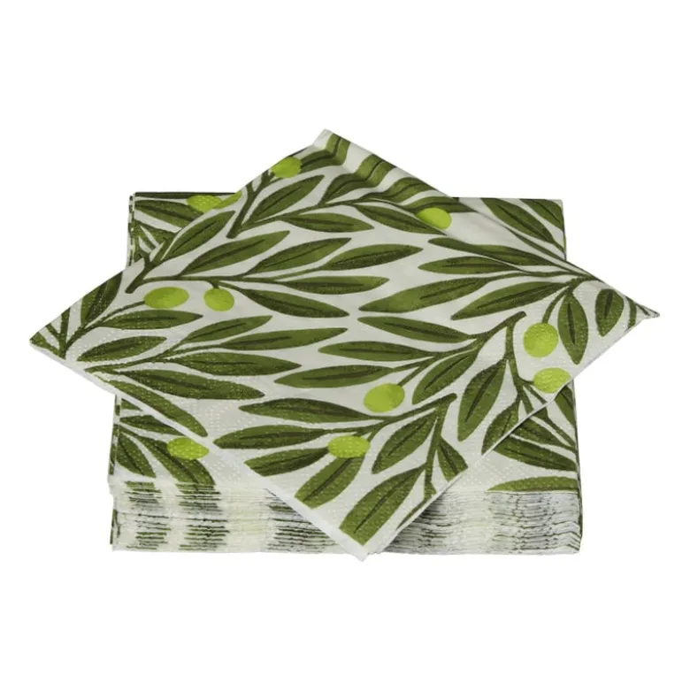 Servetten olijftak - groen - 24x24 cm - set van 20