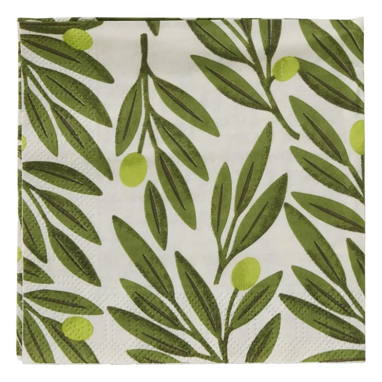 Servetten olijftak - groen - 24x24 cm - set van 20