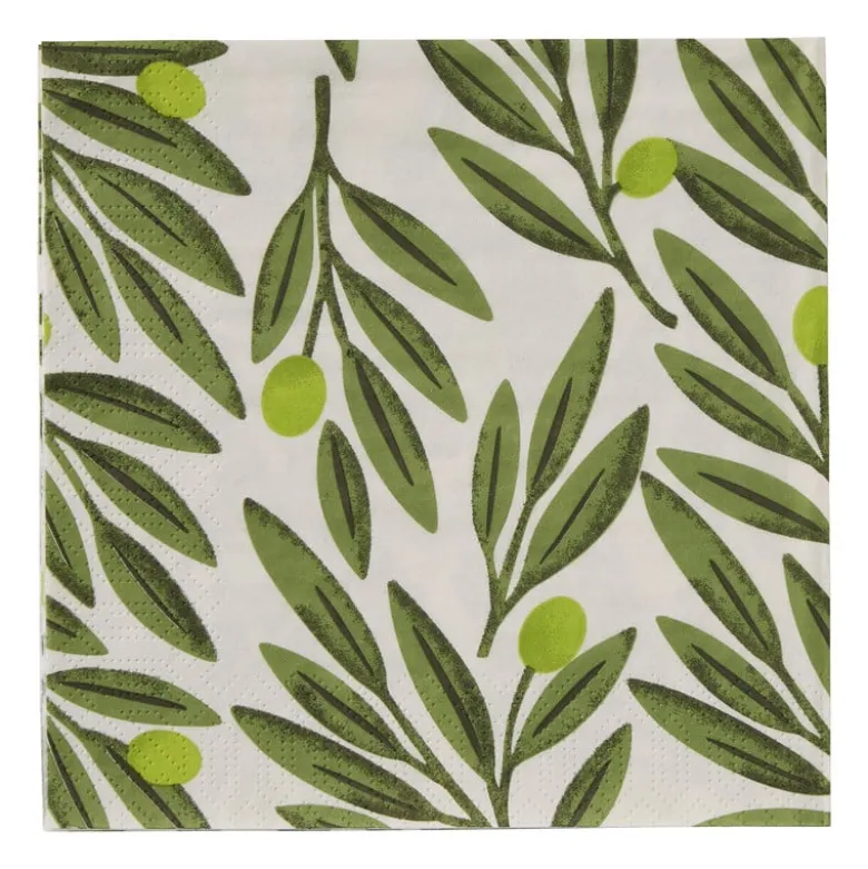 Servetten olijftak - groen - 33x33 cm - set van 20