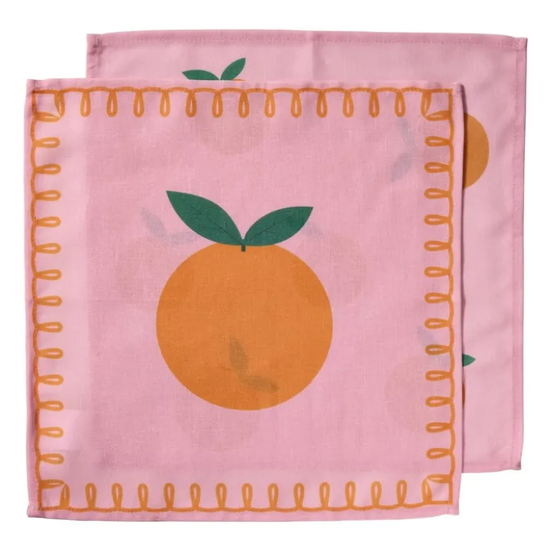 Servetten sinaasappels - roze/oranje - set van 2