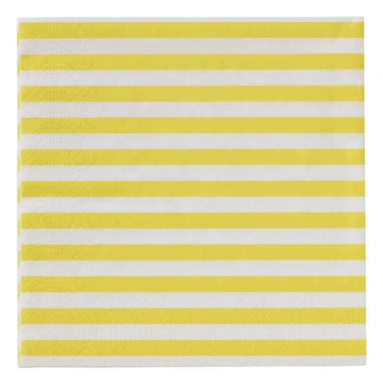 Servetten streep - geel - 33x33 cm - set van 20