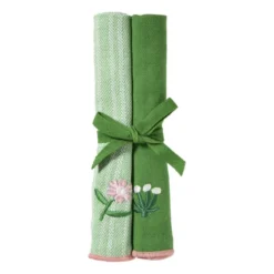 Servetten streep - groen/wit - set van 2 - 40x40 cm