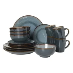 Serviesset - blauw - 16-delig - 4 persoons - reactive glaze