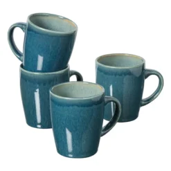 Serviesset reactive glaze - blauw - 16-delig