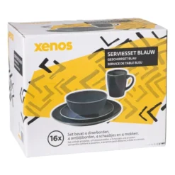 Serviesset reactive glaze - blauw - 16-delig