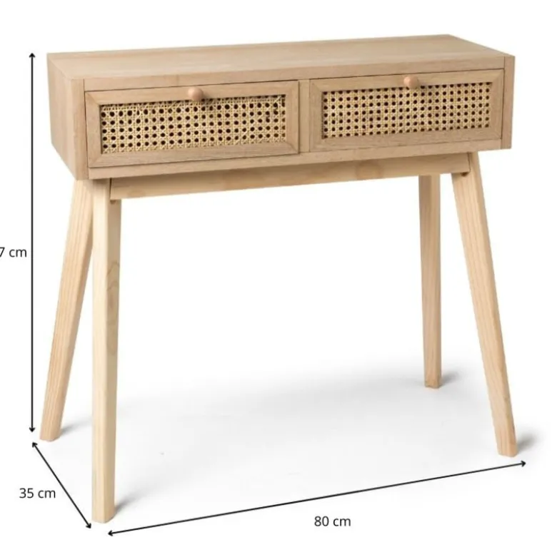 Sidetable Java met laden - bruin - 77.5x80x30 cm