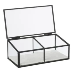 Sieradendoos met 2 vakken - zwart - 18x9.5x7 cm