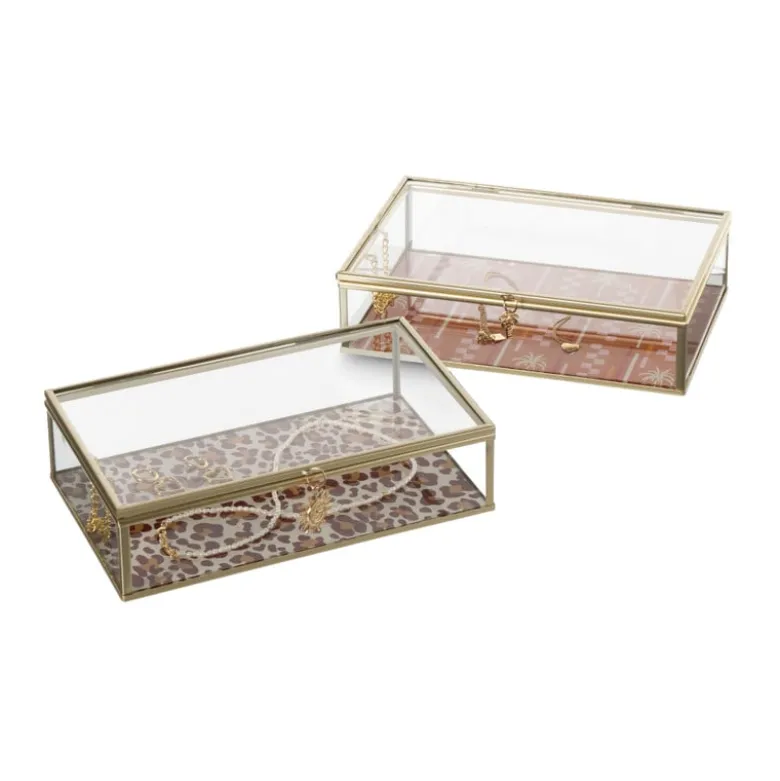 Sieradendoos panter - bruin - 5x20x13 cm