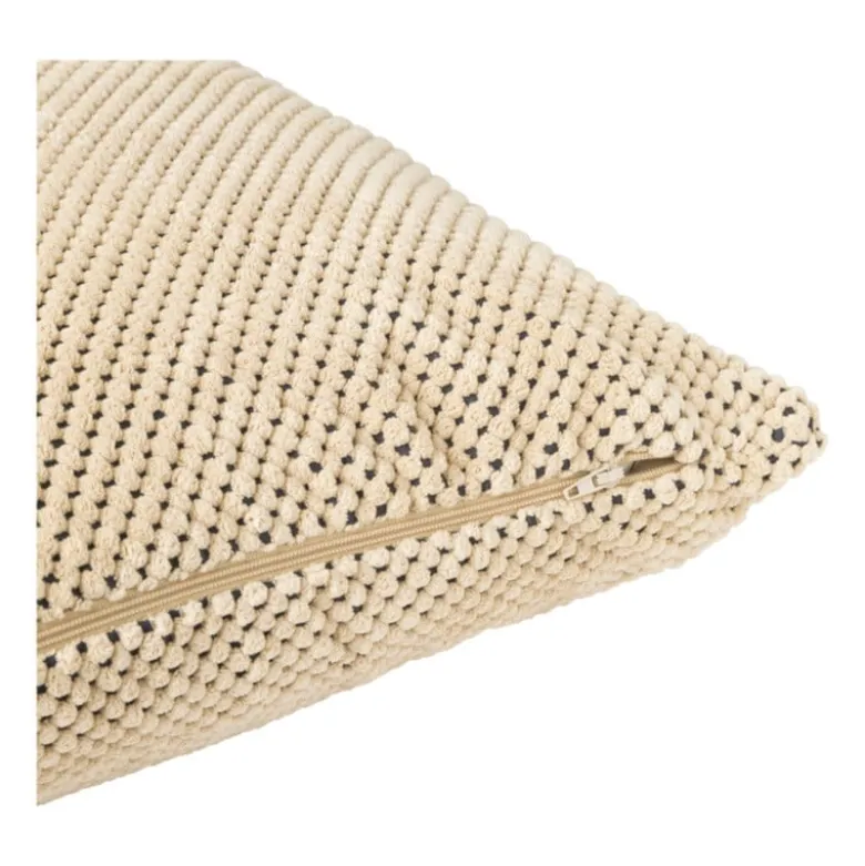 Sierkussen met blokjes - beige - 60x60 cm