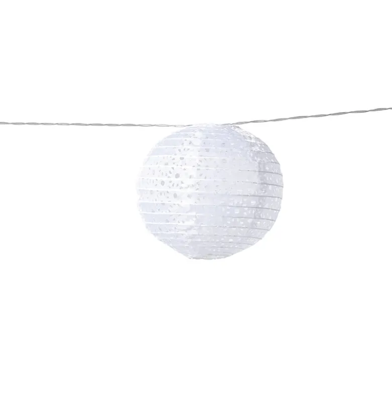 Slinger met 9 solar barok lampionnen - wit - 440 cm