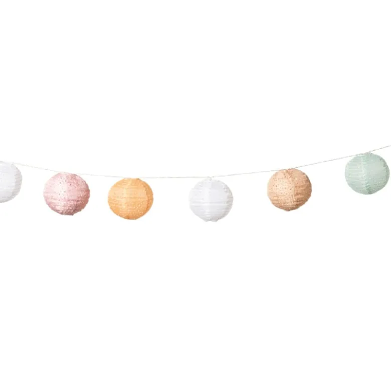 Slinger met 9 solar barok lampionnen - multikleur - 440 cm
