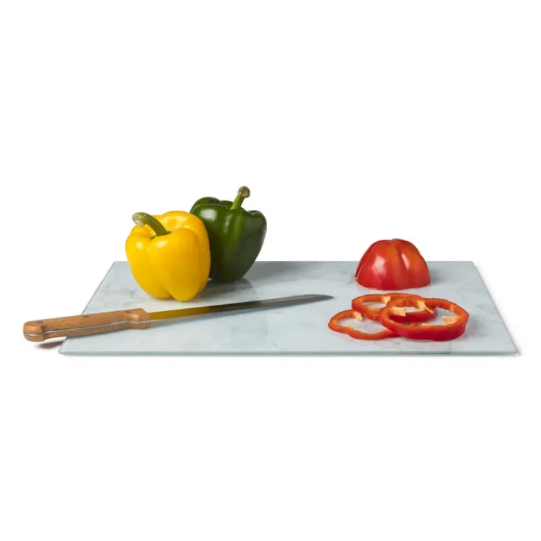 Snijplank marmeren look - wit - 30x42x0.04 cm
