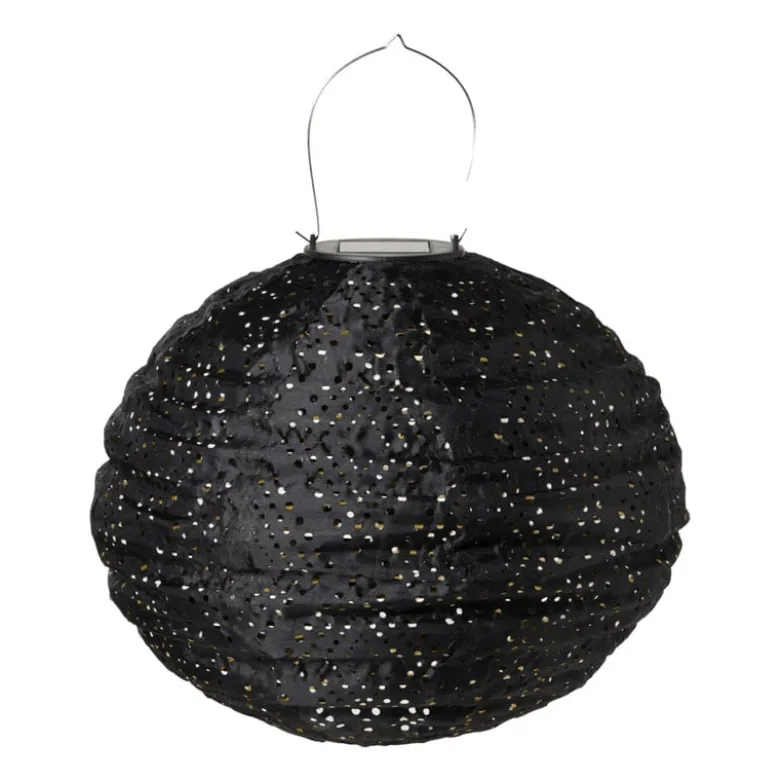 Solar barok lampion rond - zwart - ø30 cm