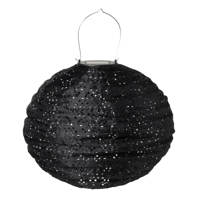 Solar barok lampion rond - zwart - ø30 cm