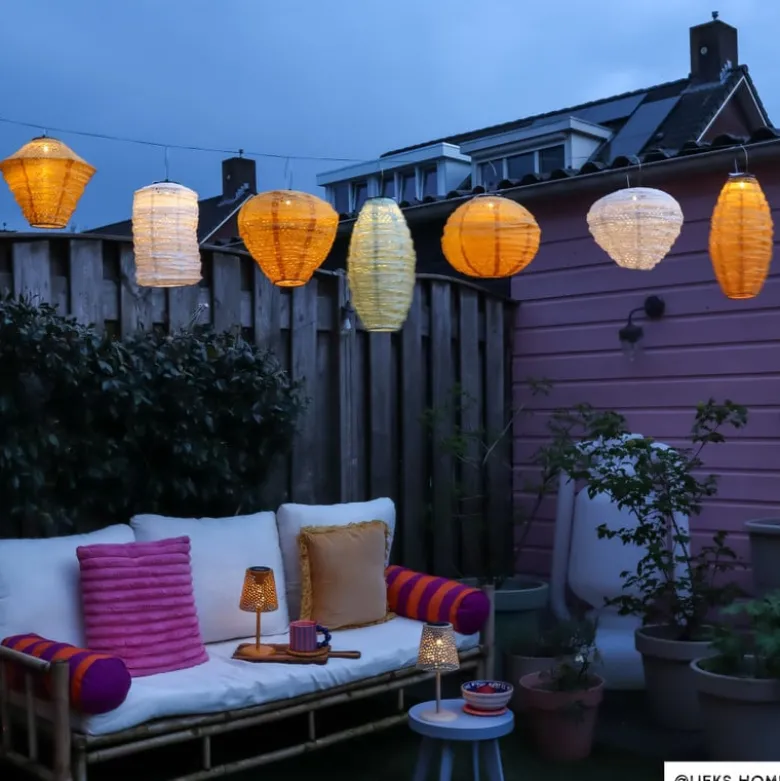 Solar barok lampion ruit - groen - ø24x28 cm