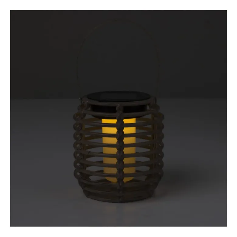 Solar lantaarn rond - bruin - ø10.5x10.5 cm