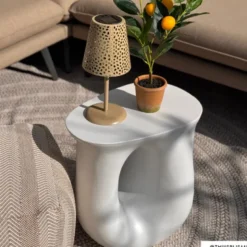 Solar tuinlamp op voet - beige - ø13x28 cm