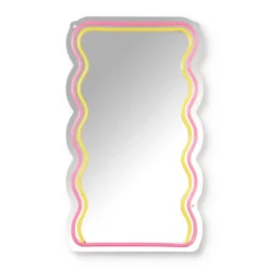 Spiegel met golven LED - geel/roze - 40x23x1.4 cm