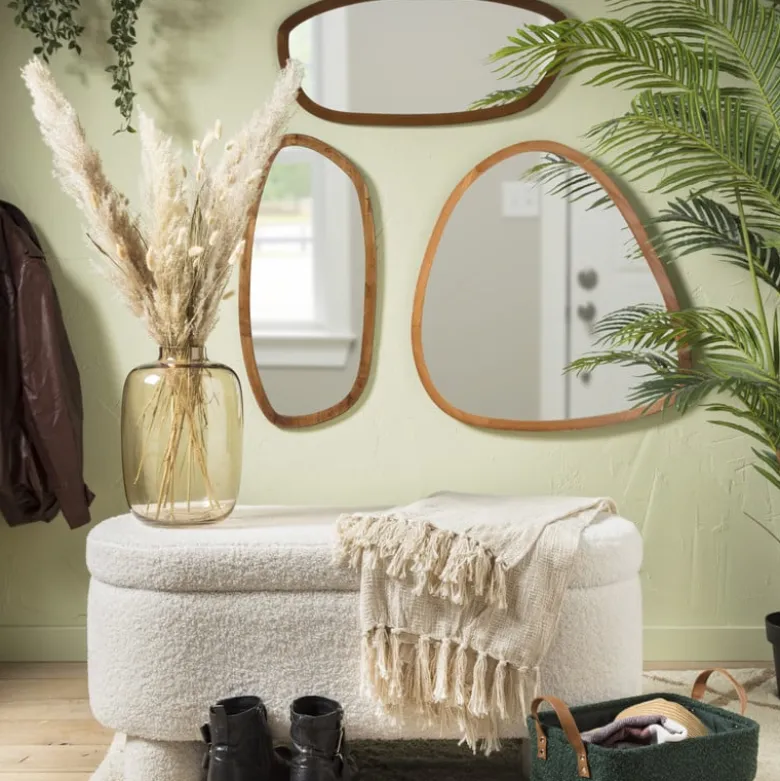 Spiegel organic driehoek - bruin - 69x73 cm