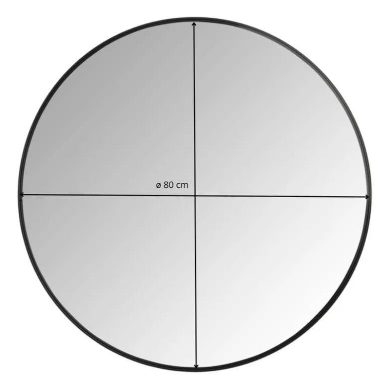 Spiegel rond met metalen lijst - diameter 80 cm