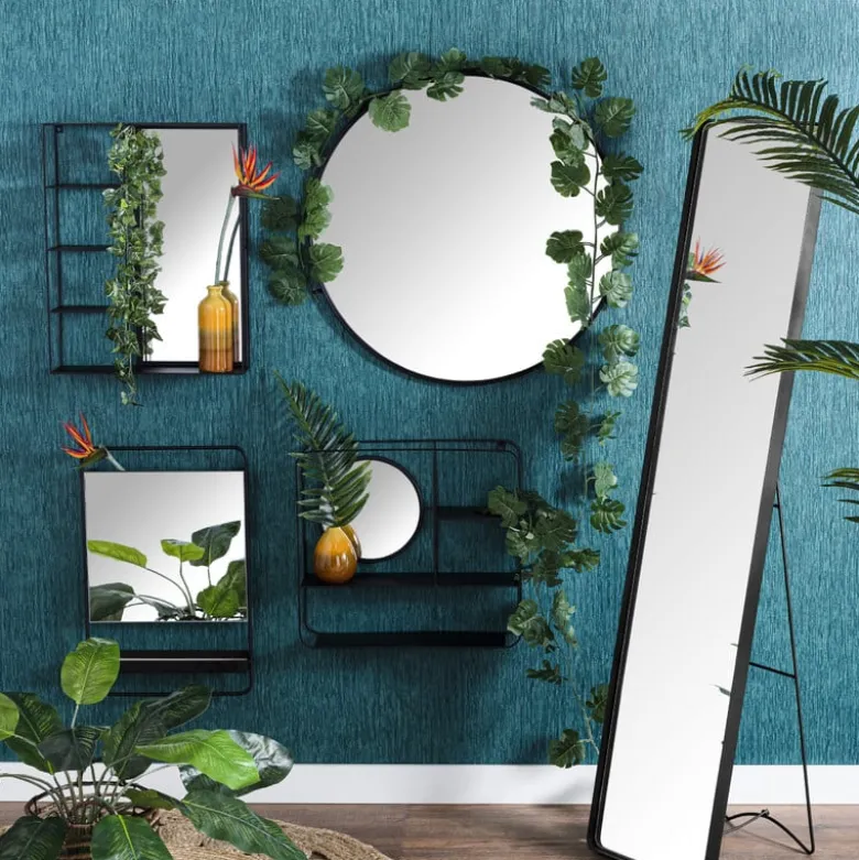 Spiegel rond met metalen lijst - diameter 80 cm