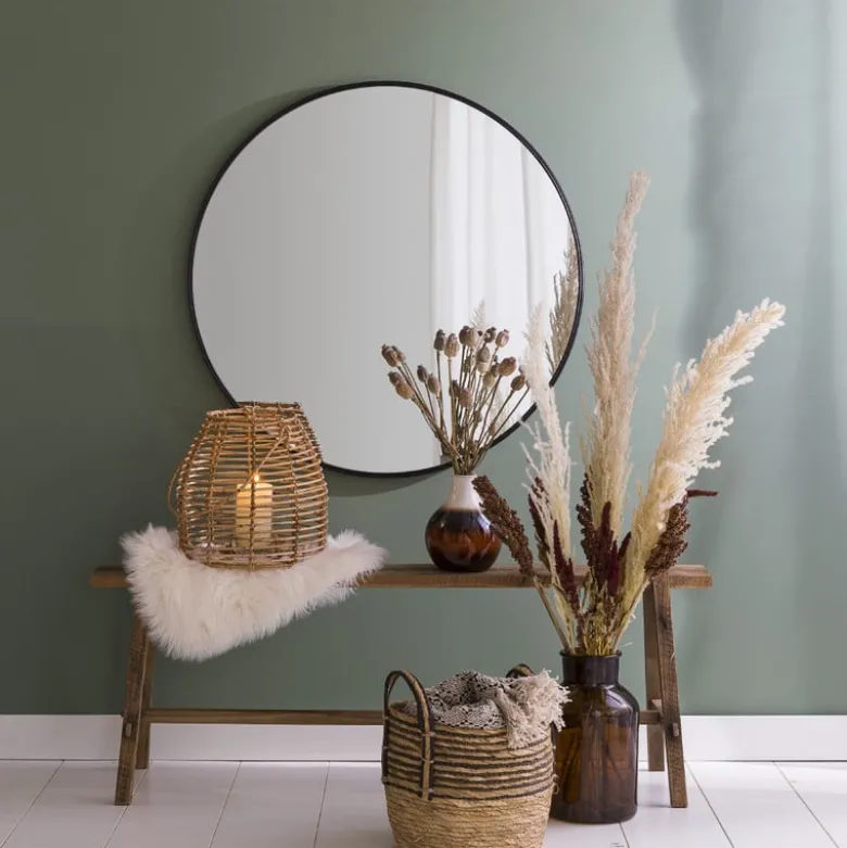 Spiegel rond met metalen lijst - diameter 80 cm