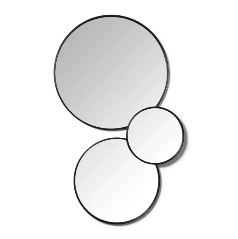 Spiegel rond met metalen lijst - zwart - ø40 cm