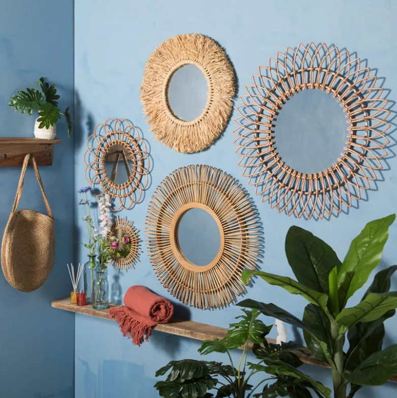 Spiegel rotan lijst - 50 cm