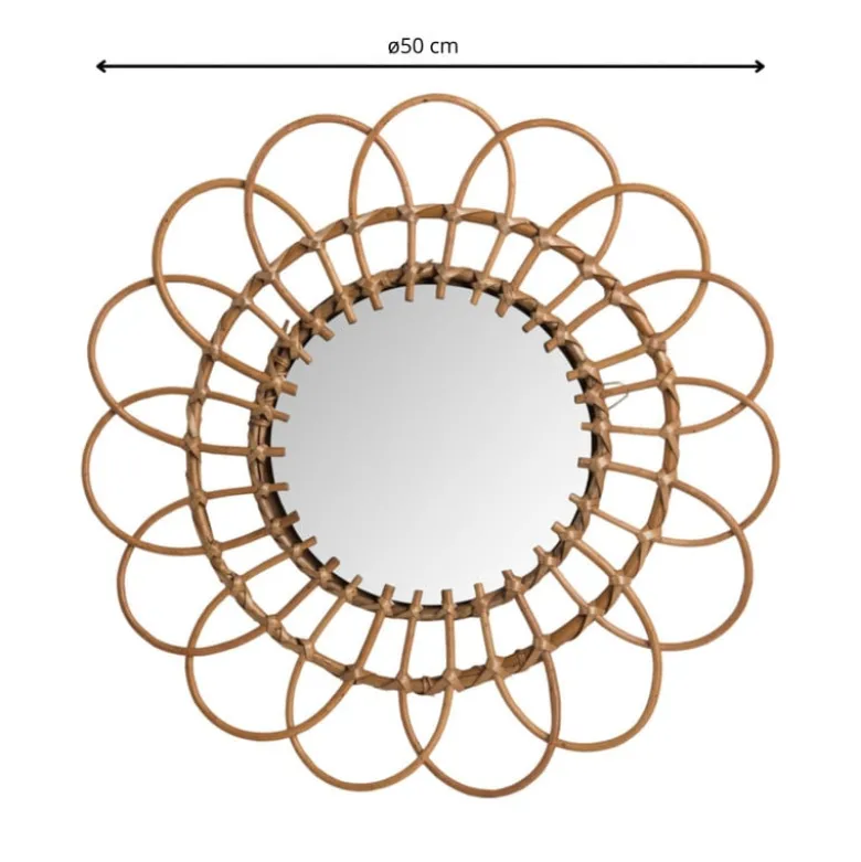 Spiegel rotan lijst - 50 cm