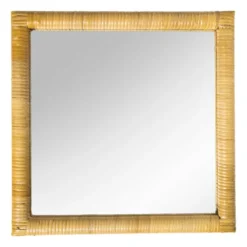 Spiegel rotan vierkant - bruin - 40.5x40.5 cm