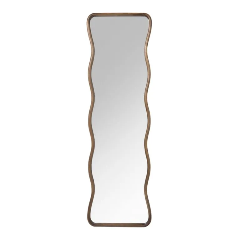 Spiegel XL met golfrand - bruin - 165x50 cm