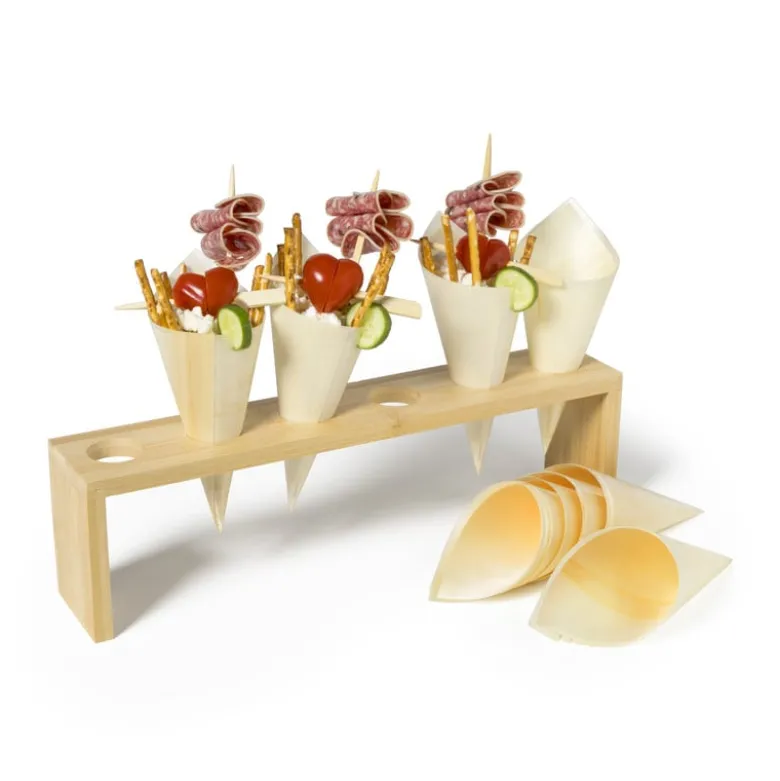Standaard voor puntzakken - bamboe - 9x33x6 cm