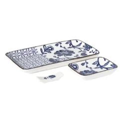 Sushi set - blauw/wit - 4-delig