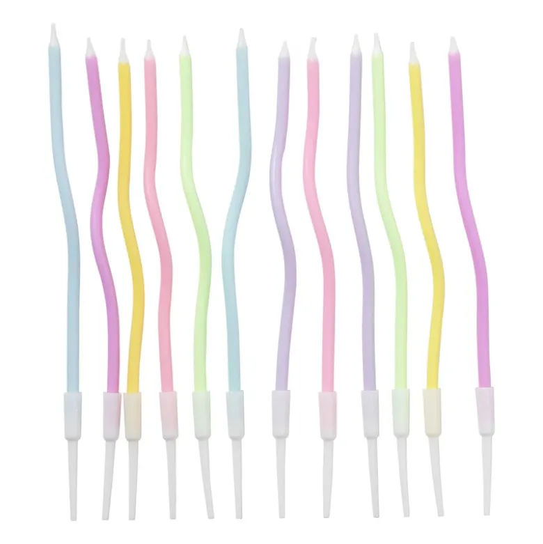 Taartkaarsjes gedraaid - set van 12 - ø3x15 cm