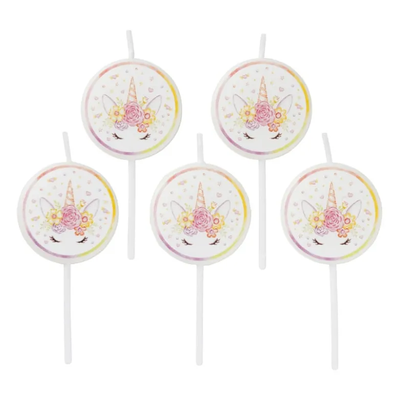 Taartkaarsjes unicorn - set van 5