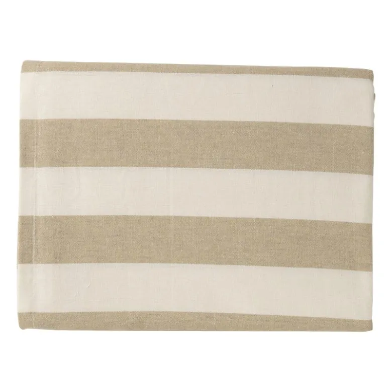 Tafelkleed gestreept - wit/beige - 140x240 cm