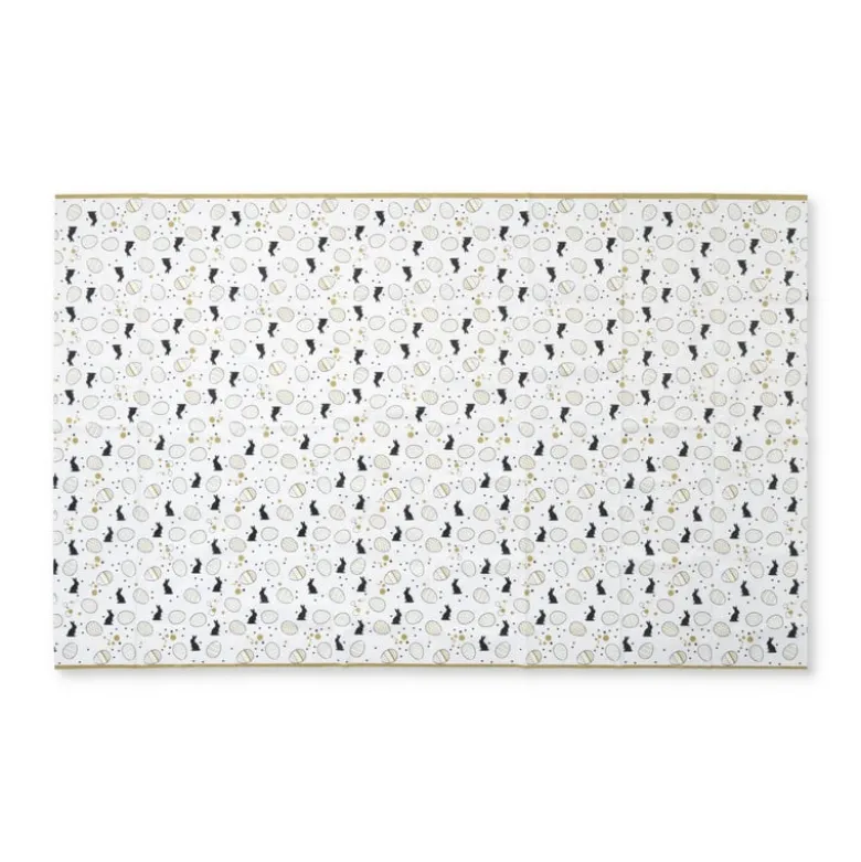 Tafelkleed paashaas - wit/goud/zwart - papier - 138x220 cm