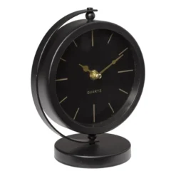 Tafelklok rond - metaal - 16x10.5x20 cm