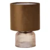 Tafellamp rib met glas - beige - ø15x22 cm