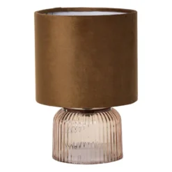 Tafellamp rib met glas - beige - ø15x22 cm