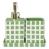 Tandenborstel beker blokjes - groen/wit - 8.8x7x7 cm