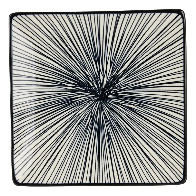 Tapas bord Sevilla - zwarte lijnen - 15x15 cm