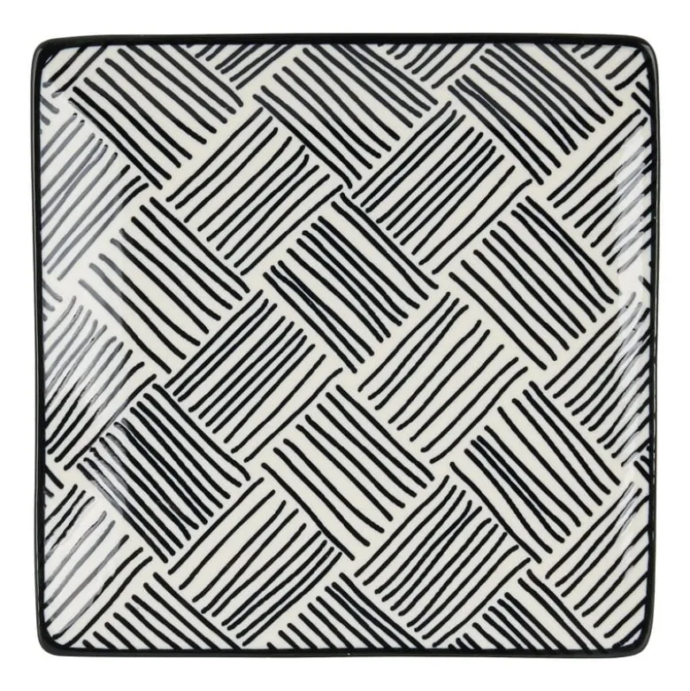 Tapas bord Sevilla - zwarte streepjes - 15x15 cm